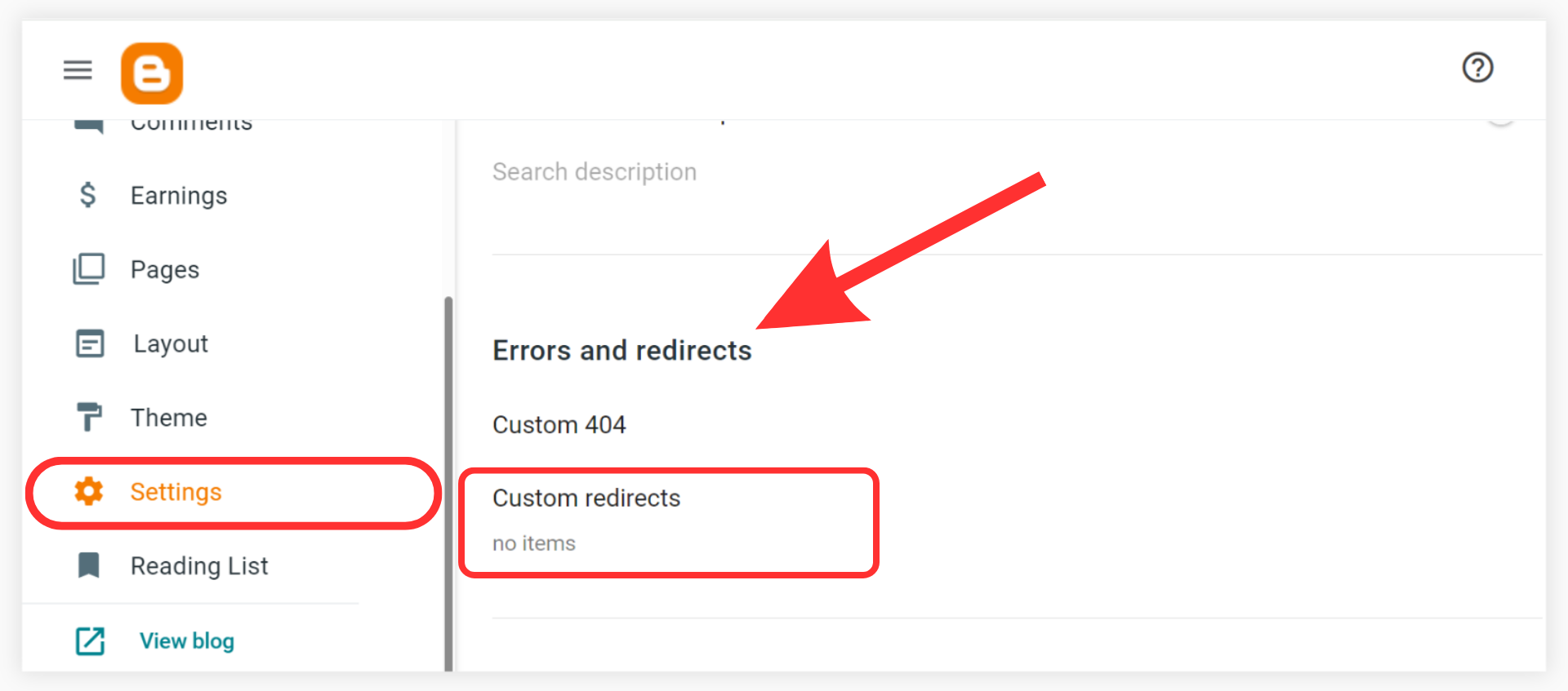 Set Redirection in Blogger